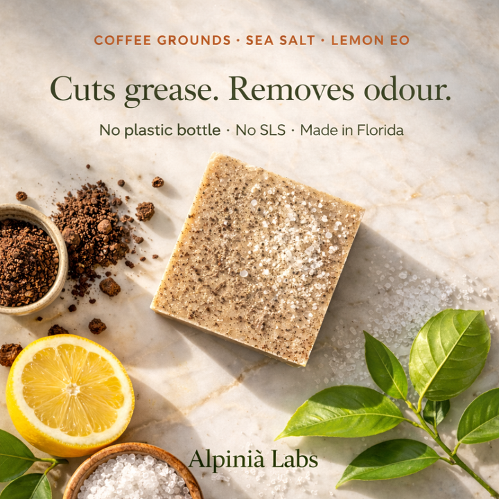 Solid Kitchen Soap Bar - No Plastic Bottles, Cuts Grease Better Than Liquid